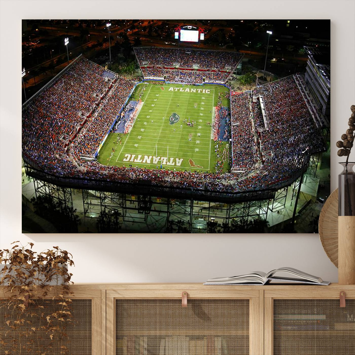 72354-MGV-CV-36X24-Florida Atlantic University Owls Football Team Print - Boca Raton FAU Stadium Wall Art Canvas Print