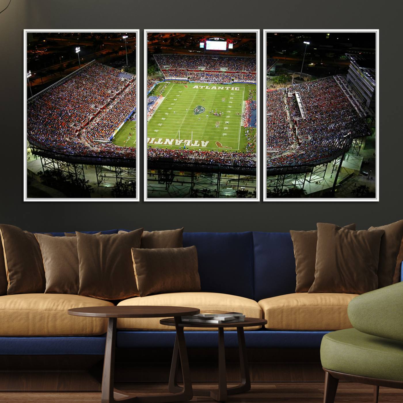 72354-MGV-FC-60X30-3P_White-Florida Atlantic University Owls Football Team Print - Boca Raton FAU Stadium Wall Art Canvas Print
