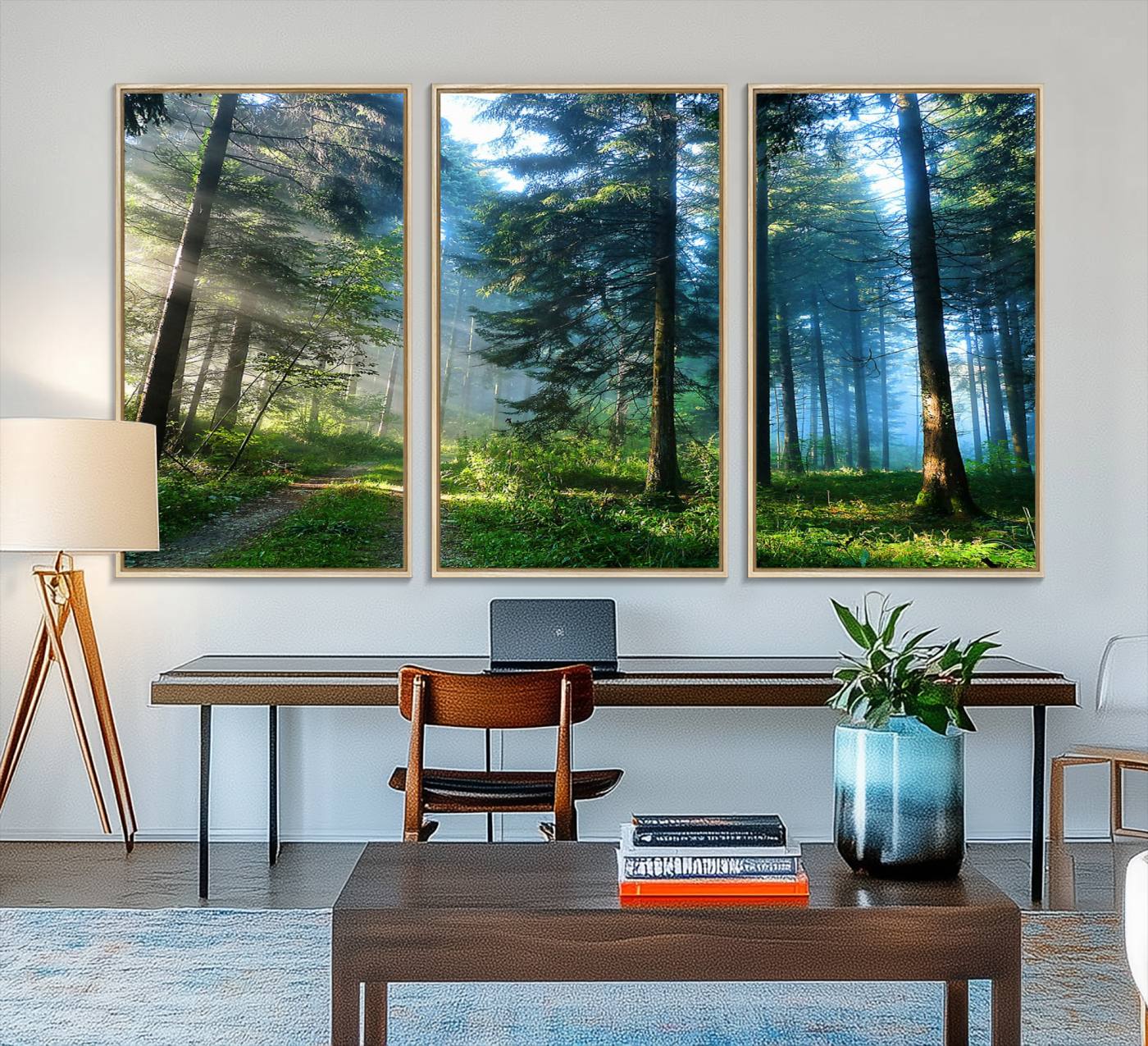 24634-MGV-FC-48X32-3P_Natural-Forest Sun Shine Wall Art Canvas Print