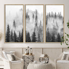 10422-MGV-CV-36X24-Forest Wall Art Print | Foggy Pine Forest Canvas Wall Art - Black and White Nature Decor for Living Room