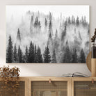 10422-MGV-CV-36X24-Forest Wall Art Print | Foggy Pine Forest Canvas Wall Art - Black and White Nature Decor for Living Room