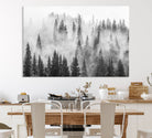 10422-MGV-CV-40X27-Forest Wall Art Print | Foggy Pine Forest Canvas Wall Art - Black and White Nature Decor for Living Room