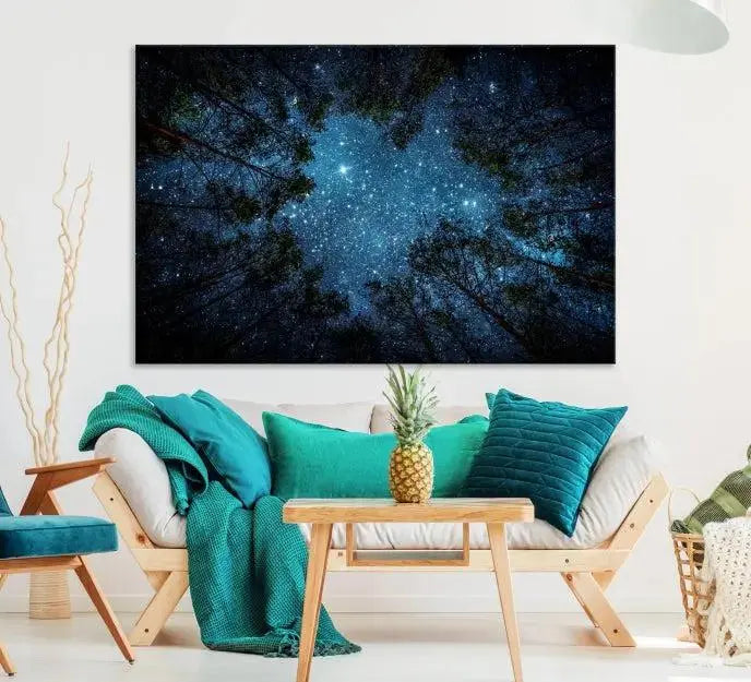 Forest and Stars Wall Art Canvas Print 