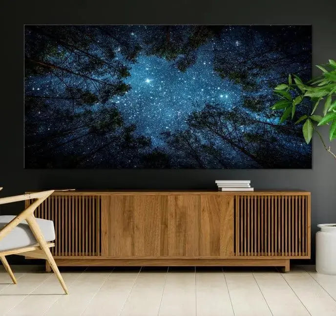 Forest and Stars Wall Art Canvas Print 