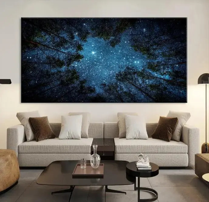 Forest and Stars Wall Art Canvas Print 