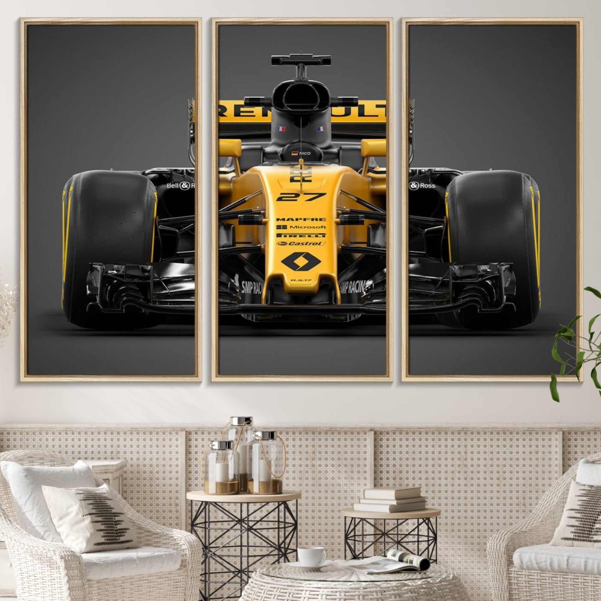 62882-MGV-CV-36X24-Formula 1 Car Canvas Wall Art Print F1 Renault Car Canvas Print