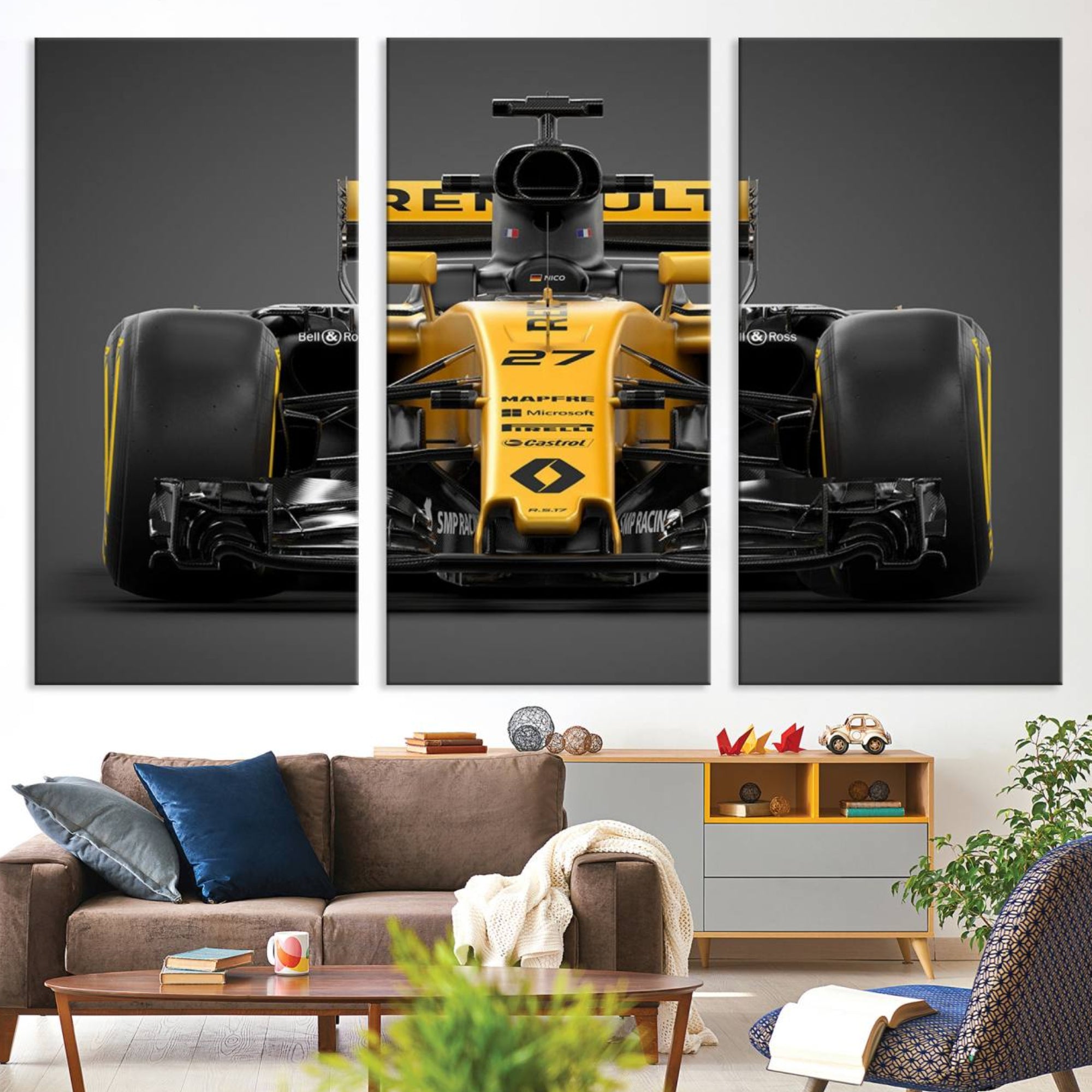 62882-MGV-CV-36X24-Formula 1 Car Canvas Wall Art Print F1 Renault Car Canvas Print