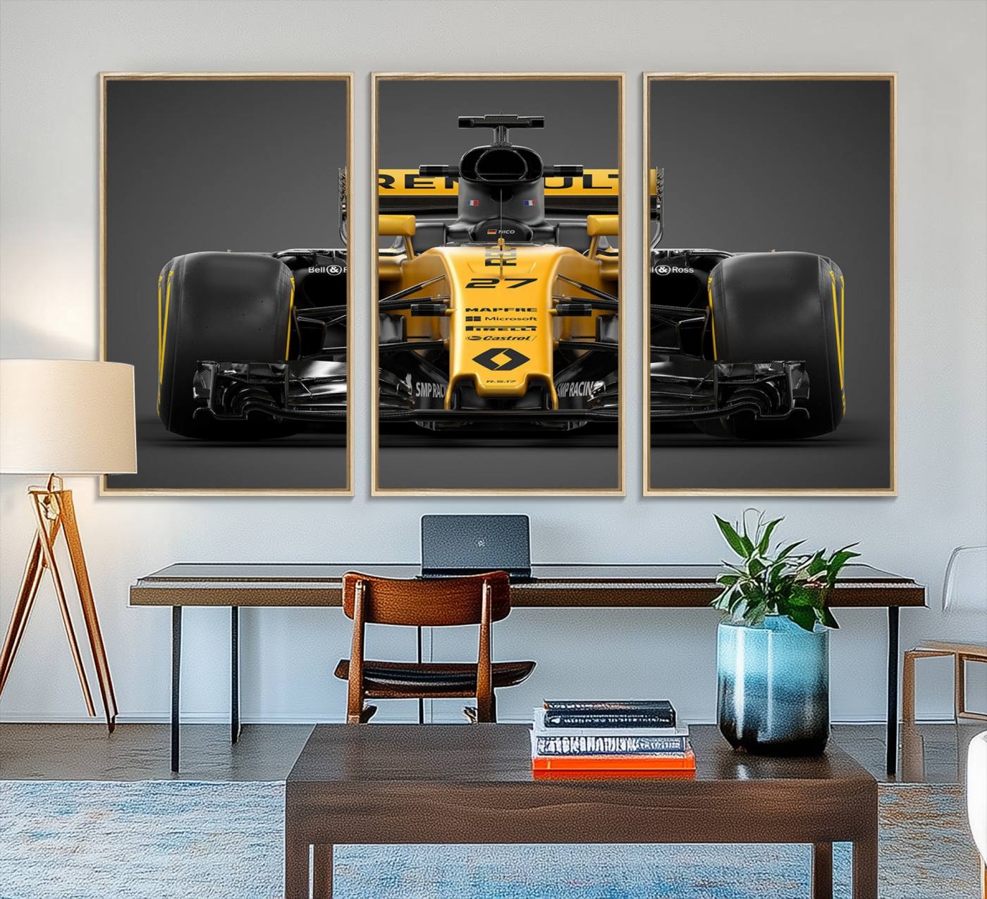62882-MGV-FC-48X32-3P_Natural-Formula 1 Car Canvas Wall Art Print F1 Renault Car Canvas Print