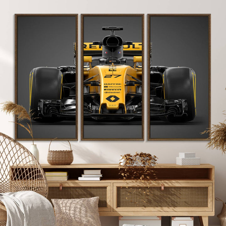62882-MGV-FC-48X32-3P_Walnut-Formula 1 Car Canvas Wall Art Print F1 Renault Car Canvas Print