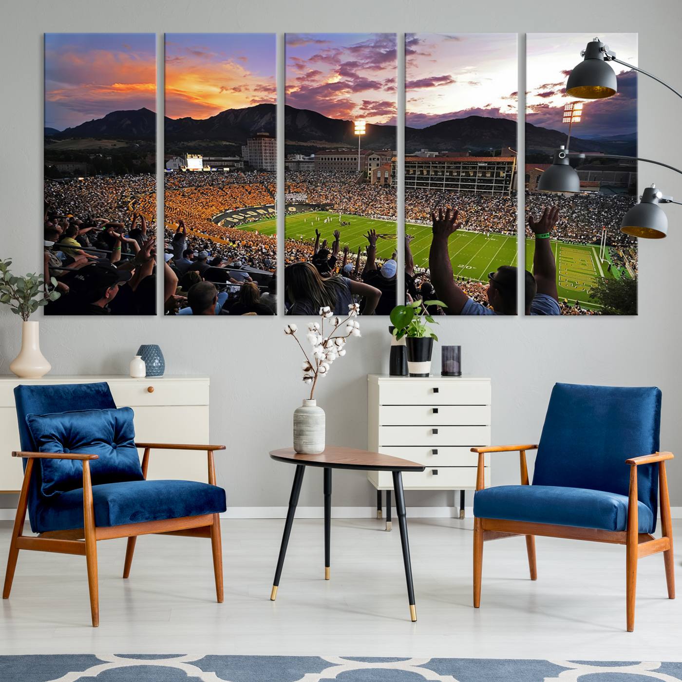 80381-MGV-CV-36X24-Framed Colorado Buffaloes Football Team Print - Boulder Folsom Field Stadium Wall Art Canvas Print