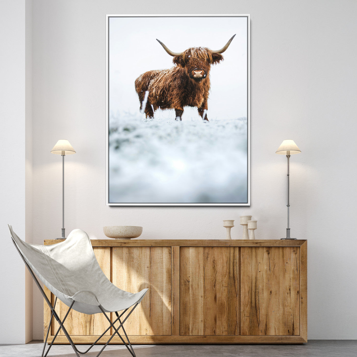 10990125-MGV-CV-36X24-Framed Highland Cow Print, Horned Cow Print, Framed Scottish Cattle Art Print, Large Shaggy Cow Printing Farmhouse Decor, Highland