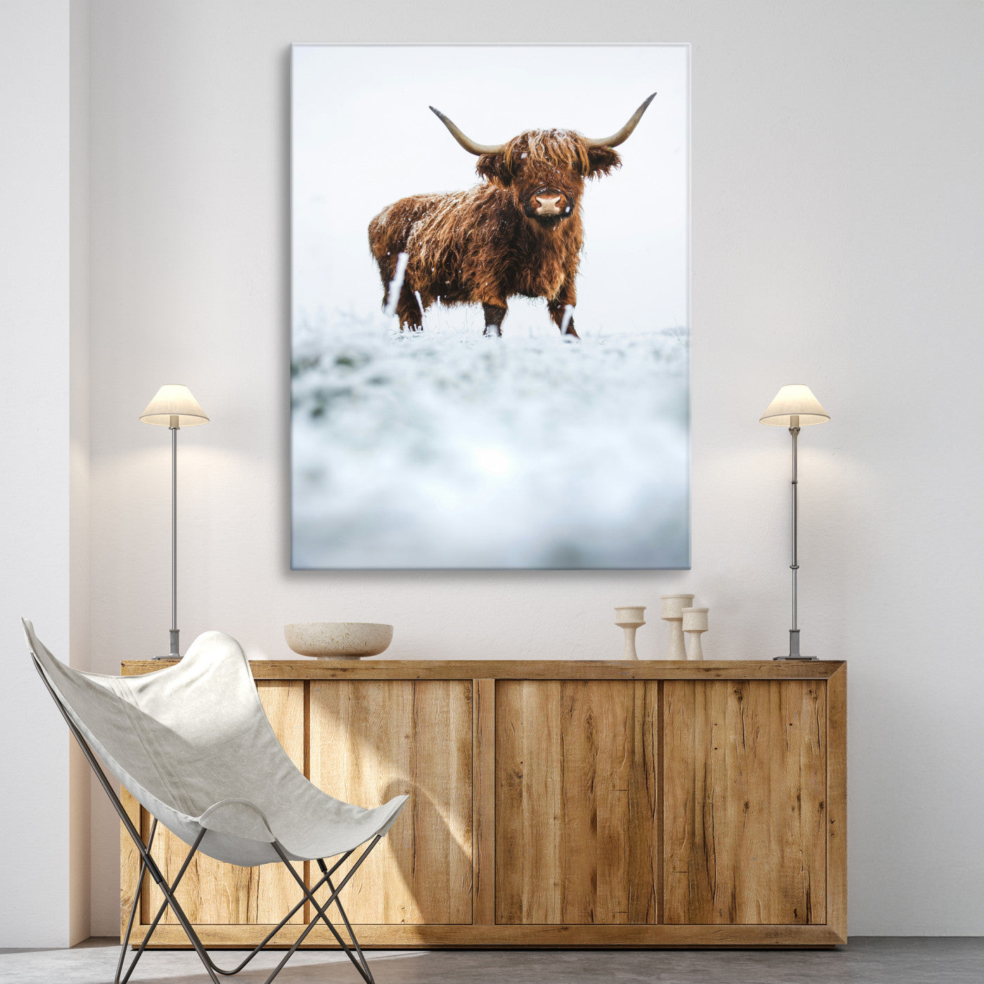 10990125-MGV-CV-36X24-Framed Highland Cow Print, Horned Cow Print, Framed Scottish Cattle Art Print, Large Shaggy Cow Printing Farmhouse Decor, Highland