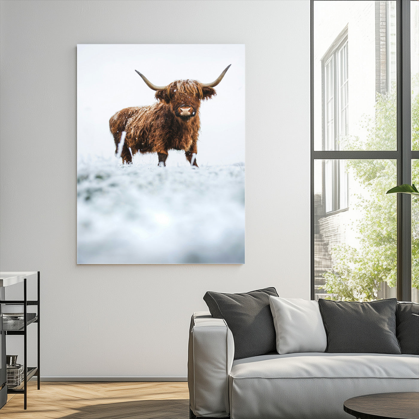 10990125-MGV-CV-36X24-Framed Highland Cow Print, Horned Cow Print, Framed Scottish Cattle Art Print, Large Shaggy Cow Printing Farmhouse Decor, Highland