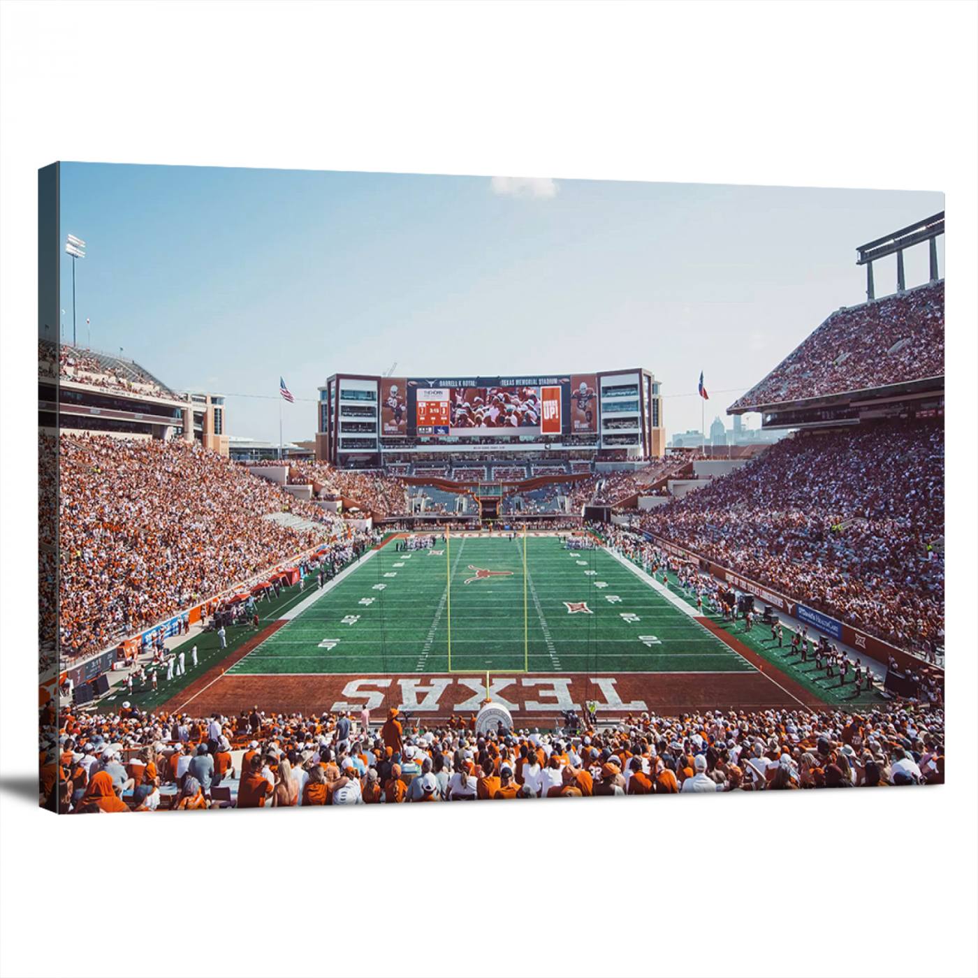 Framed Texas Memorial Stadium Canvas, University of Texas Longhorns Football Team Print - Austin Darrell K Royal-Texas Memorial Stadium at