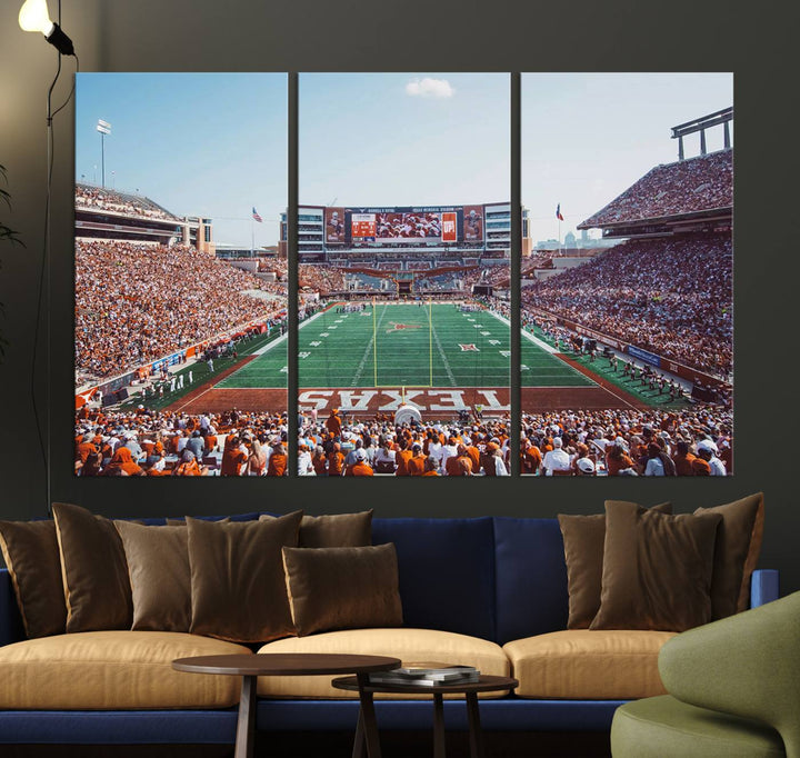 Framed Texas Memorial Stadium Canvas, University of Texas Longhorns Football Team Print - Austin Darrell K Royal-Texas Memorial Stadium at
