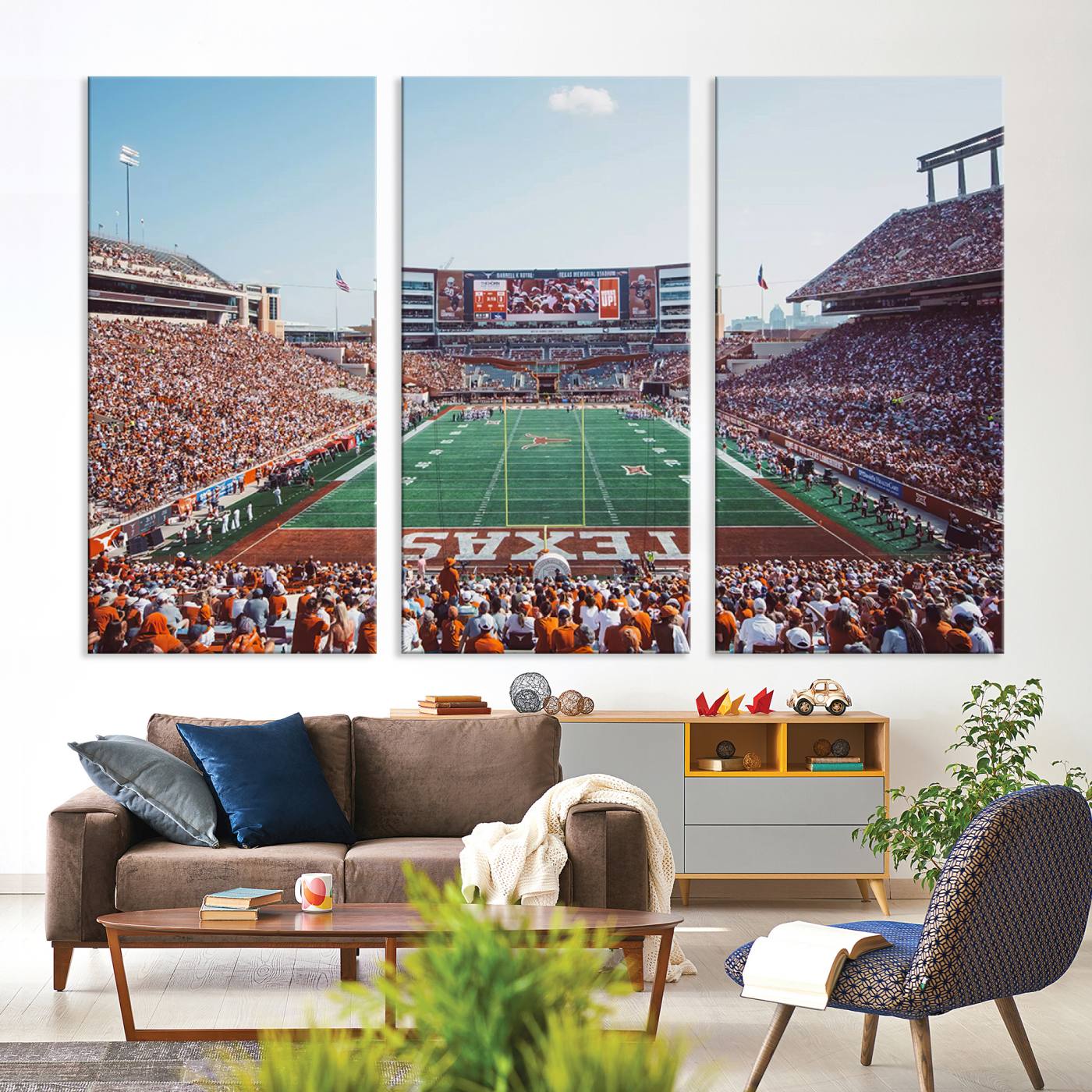 Framed Texas Memorial Stadium Canvas, University of Texas Longhorns Football Team Print - Austin Darrell K Royal-Texas Memorial Stadium at