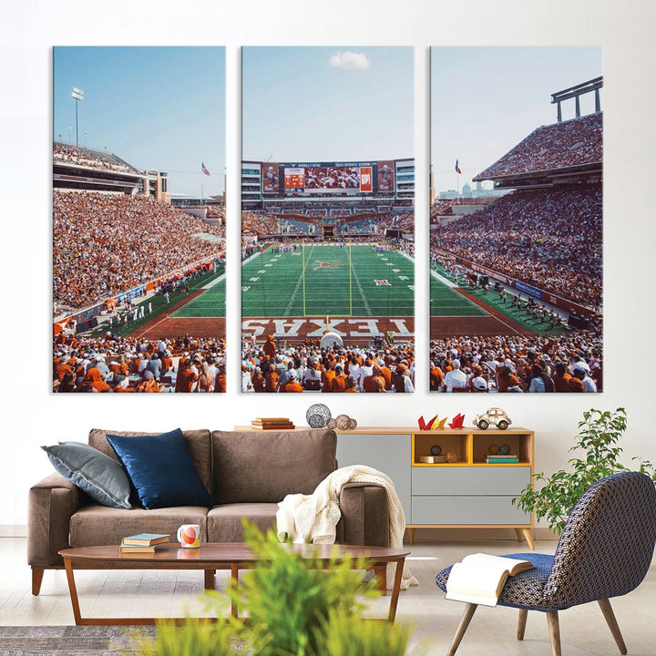 Framed Texas Memorial Stadium Canvas, University of Texas Longhorns Football Team Print - Austin Darrell K Royal-Texas Memorial Stadium at