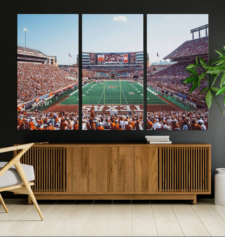 Framed Texas Memorial Stadium Canvas, University of Texas Longhorns Football Team Print - Austin Darrell K Royal-Texas Memorial Stadium at