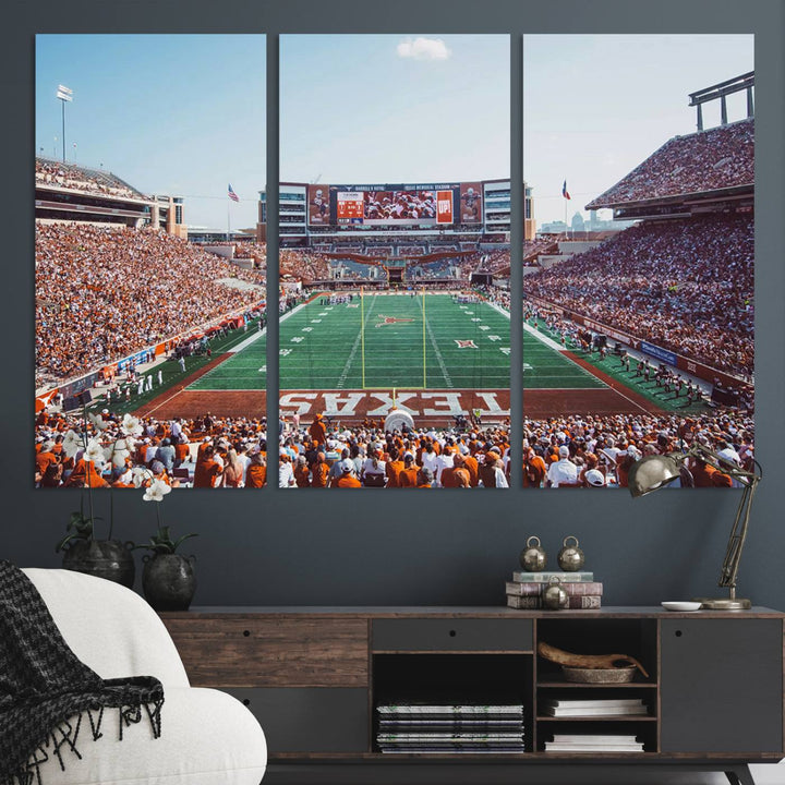 Framed Texas Memorial Stadium Canvas, University of Texas Longhorns Football Team Print - Austin Darrell K Royal-Texas Memorial Stadium at