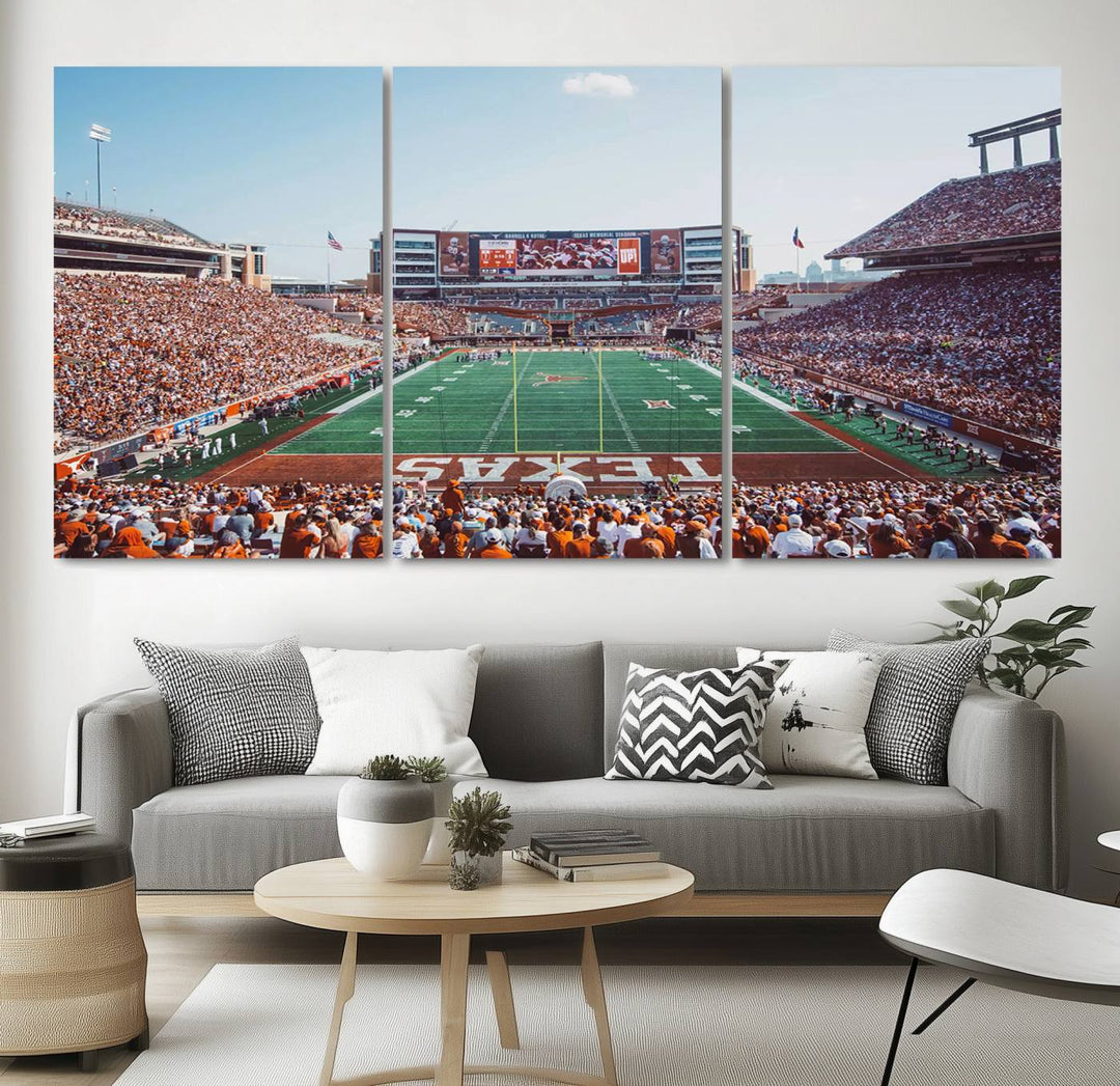 Framed Texas Memorial Stadium Canvas, University of Texas Longhorns Football Team Print - Austin Darrell K Royal-Texas Memorial Stadium at