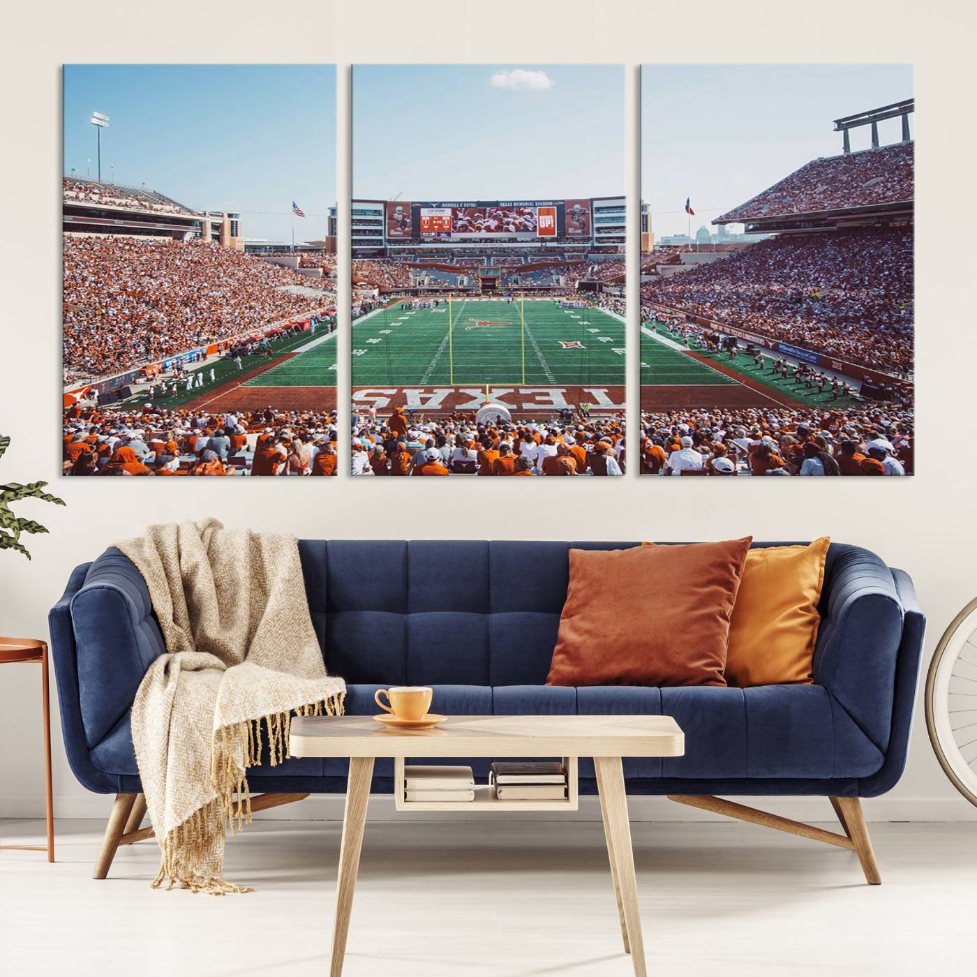 Framed Texas Memorial Stadium Canvas, University of Texas Longhorns Football Team Print - Austin Darrell K Royal-Texas Memorial Stadium at