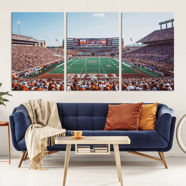 Framed Texas Memorial Stadium Canvas, University of Texas Longhorns Football Team Print - Austin Darrell K Royal-Texas Memorial Stadium at