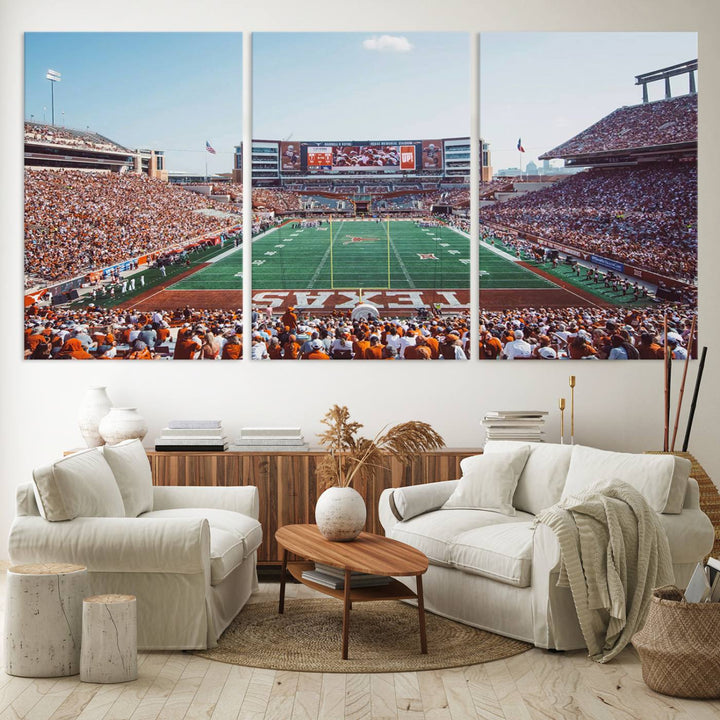Framed Texas Memorial Stadium Canvas, University of Texas Longhorns Football Team Print - Austin Darrell K Royal-Texas Memorial Stadium at