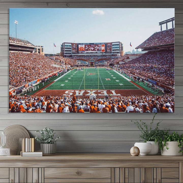 Framed Texas Memorial Stadium Canvas, University of Texas Longhorns Football Team Print - Austin Darrell K Royal-Texas Memorial Stadium at
