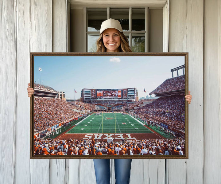 14826-MGV-CV-36X24-Framed Texas Memorial Stadium Canvas, University of Texas Longhorns Football Team Print - Austin Darrell K Royal-Texas Memorial Stadium at