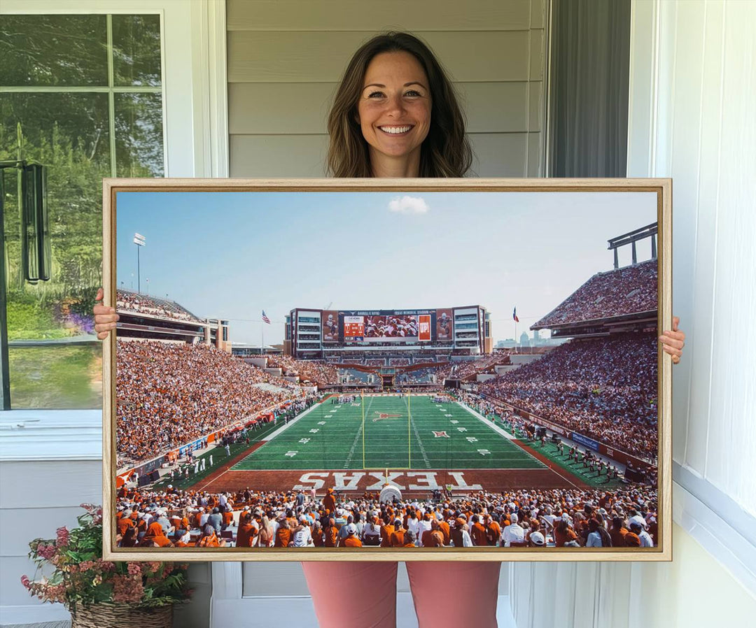14826-MGV-CV-36X24-Framed Texas Memorial Stadium Canvas, University of Texas Longhorns Football Team Print - Austin Darrell K Royal-Texas Memorial Stadium at