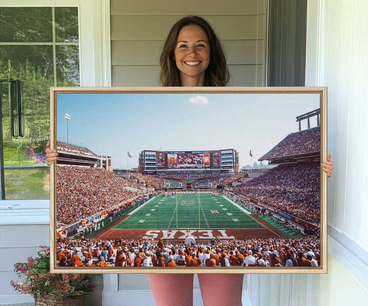 14826-MGV-CV-36X24-Framed Texas Memorial Stadium Canvas, University of Texas Longhorns Football Team Print - Austin Darrell K Royal-Texas Memorial Stadium at