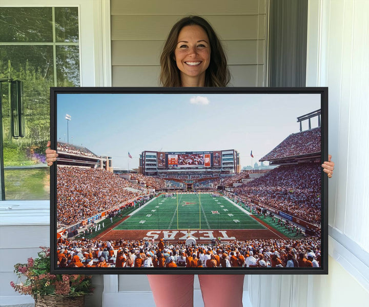 14826-MGV-CV-36X24-Framed Texas Memorial Stadium Canvas, University of Texas Longhorns Football Team Print - Austin Darrell K Royal-Texas Memorial Stadium at