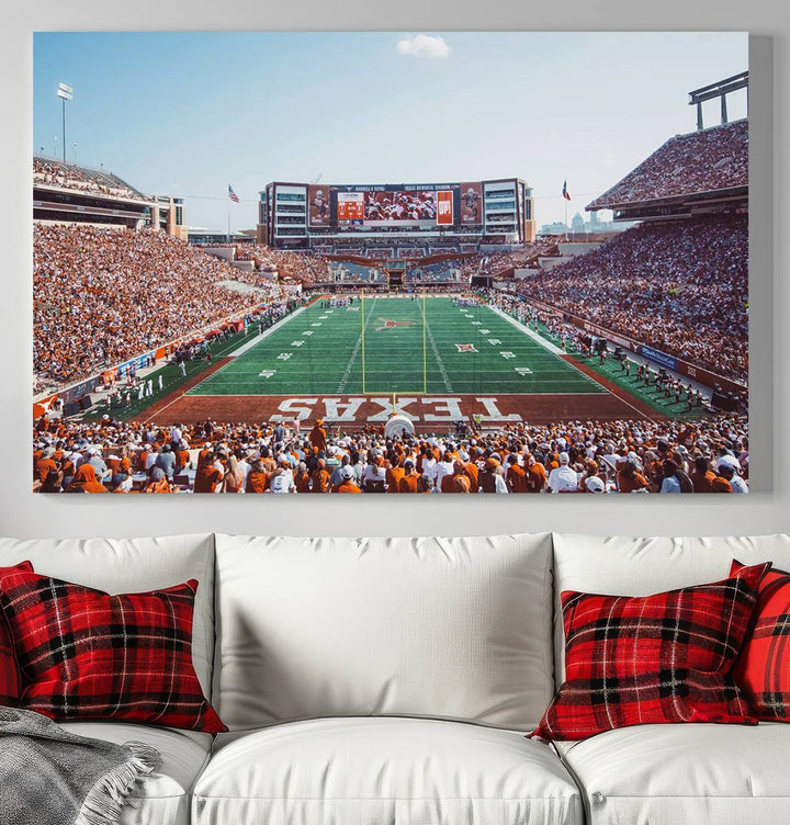 Framed Texas Memorial Stadium Canvas, University of Texas Longhorns Football Team Print - Austin Darrell K Royal-Texas Memorial Stadium at