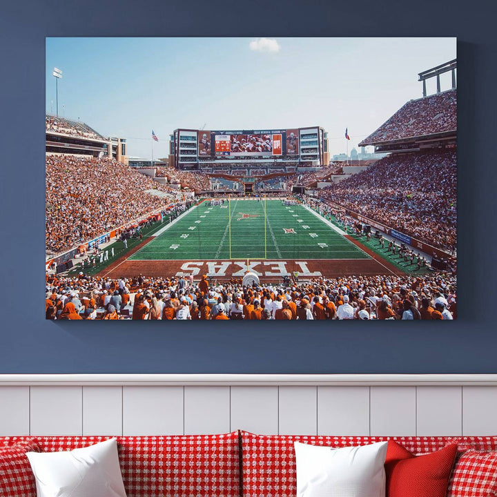 Framed Texas Memorial Stadium Canvas, University of Texas Longhorns Football Team Print - Austin Darrell K Royal-Texas Memorial Stadium at