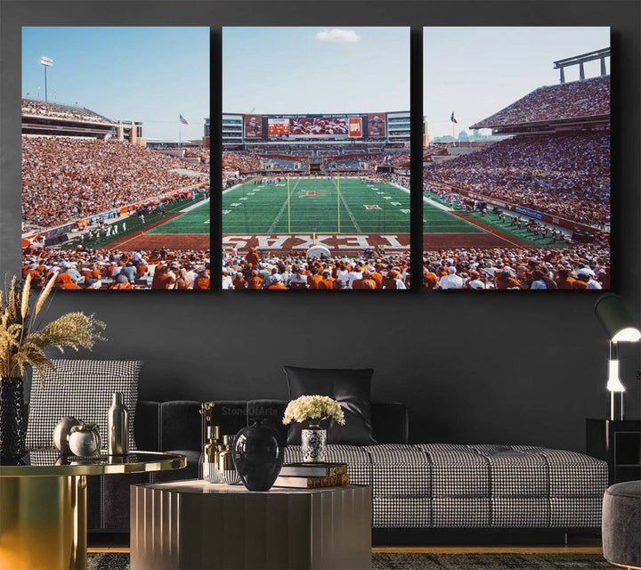 Framed Texas Memorial Stadium Canvas, University of Texas Longhorns Football Team Print - Austin Darrell K Royal-Texas Memorial Stadium at