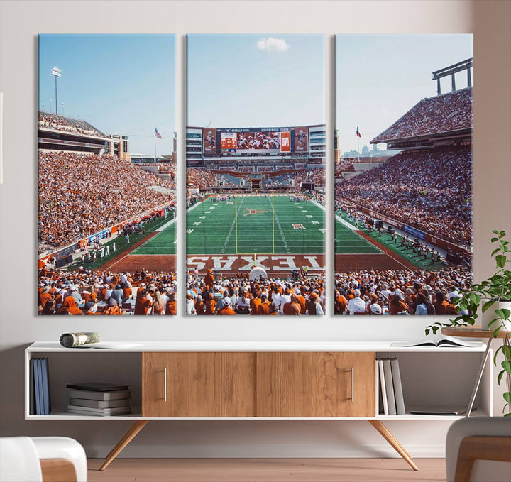 Framed Texas Memorial Stadium Canvas, University of Texas Longhorns Football Team Print - Austin Darrell K Royal-Texas Memorial Stadium at