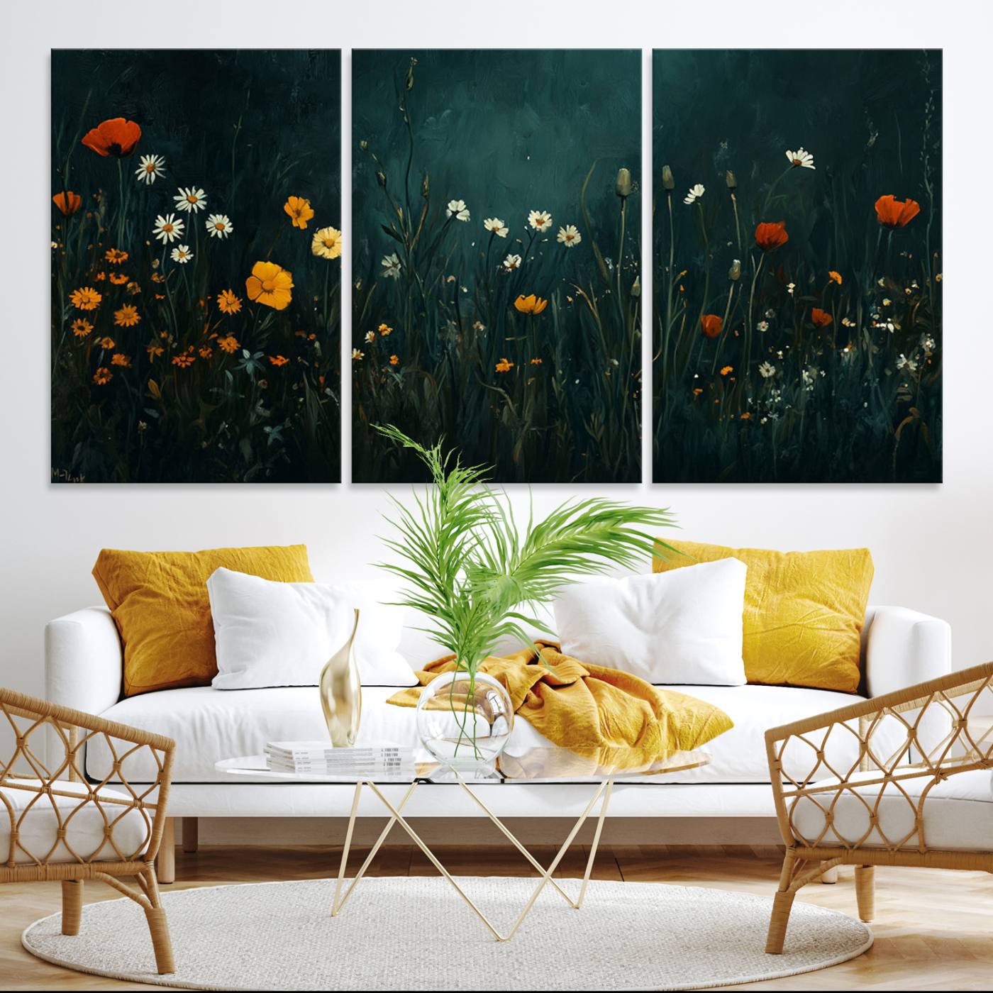 87037-MGV-CV-36X24-Framed Wildflower Field Wall Art, Framed Vintage Botanical Landscape Sign, Floral Decor, Modern Flowers Farmhouse Canvas Art