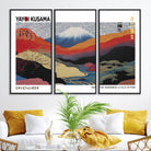 14839-MGV-FC-48X32-3P_Black-Framed Yayoi Kusama 1986 Wall Art Print – Japanese Wall Art Print, Wabi Sabi Yayoi Kusama Print - Vibrant Abstract Landscape Canvas Print
