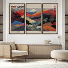 27188-MGV-FC-48X32-3P_Walnut-Framed Yayoi Kusama 1986 Wall Art Print – Japanese Wall Art Print, Wabi Sabi Yayoi Kusama Print - Vibrant Abstract Landscape Canvas Print