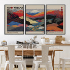 27188-MGV-FC-60X30-3P_Black-Framed Yayoi Kusama 1986 Wall Art Print – Japanese Wall Art Print, Wabi Sabi Yayoi Kusama Print - Vibrant Abstract Landscape Canvas Print