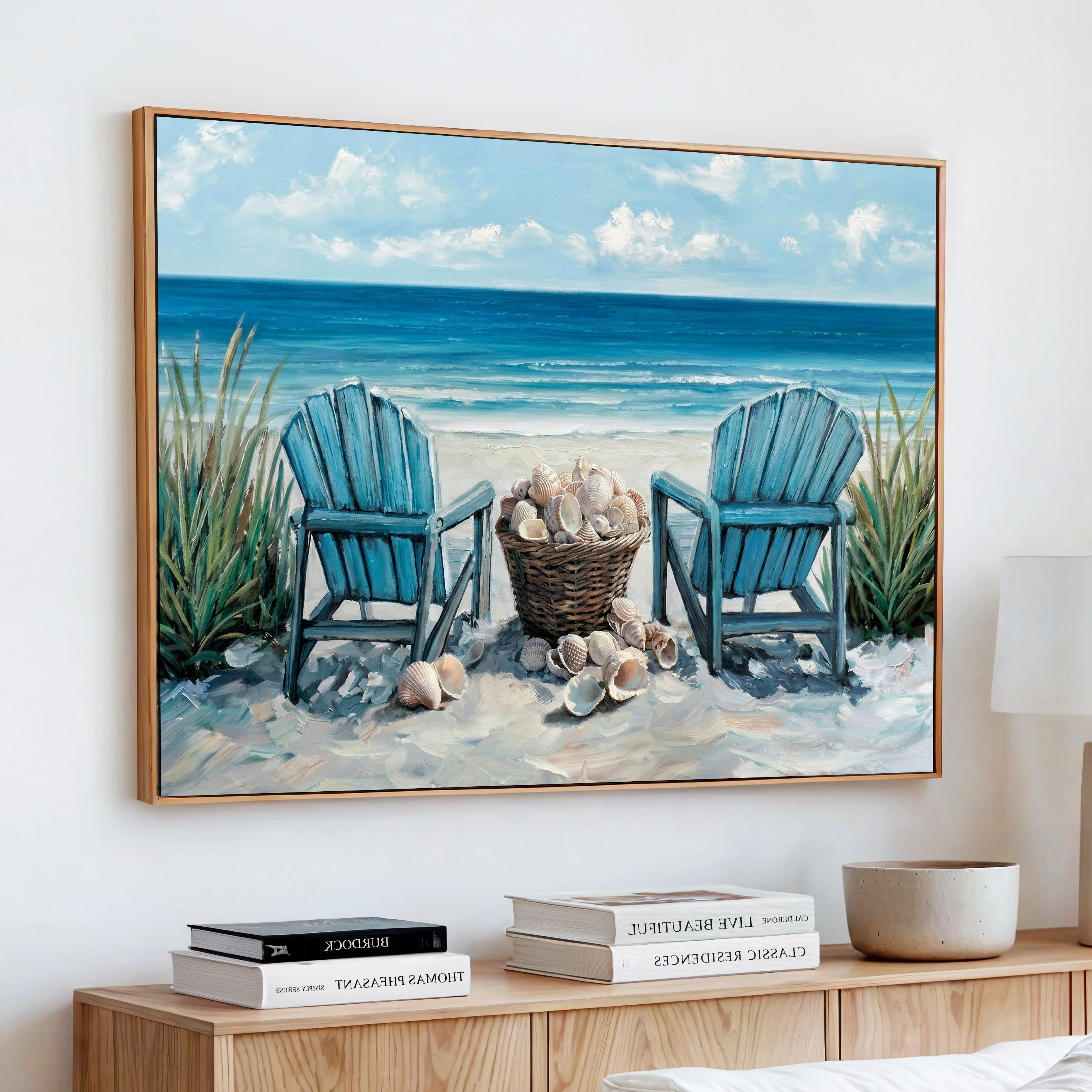 Beach Canvas Wall Art - Coastal Nautical Large Framed Decor