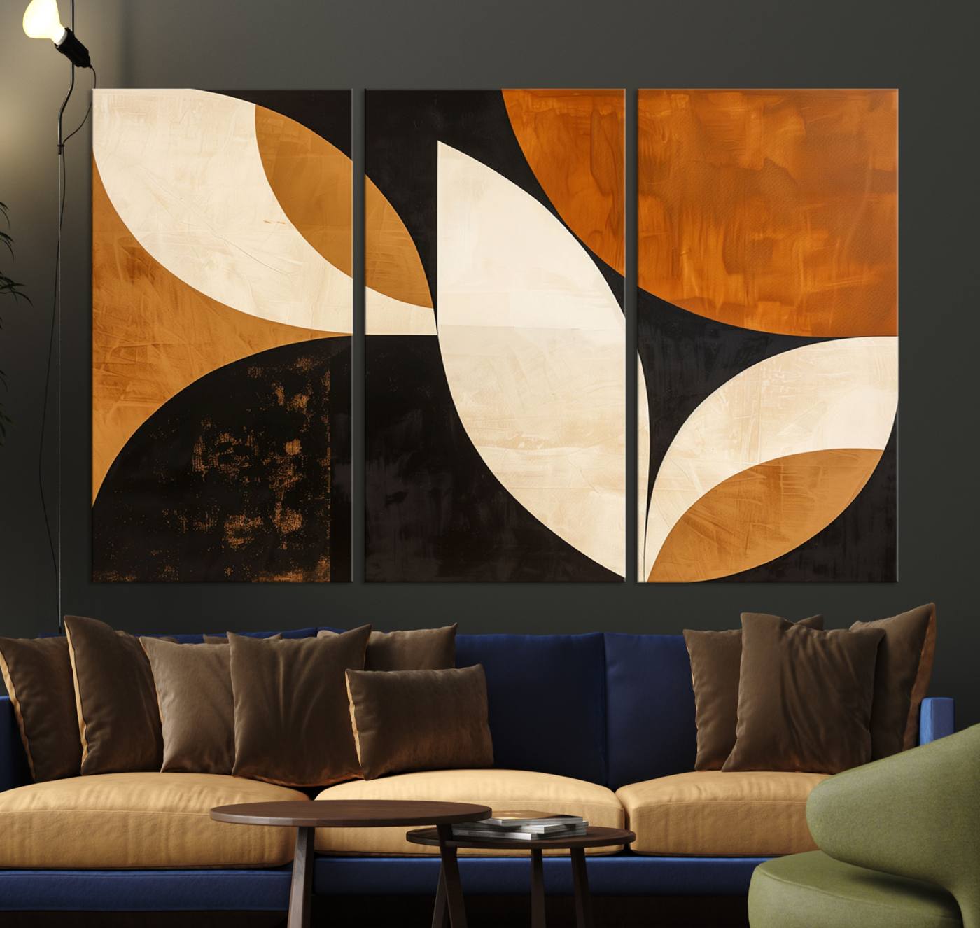 21251-MGV-CV-36X24-Geometric Abstract Wall Art Canvas Print, Mid Century Modern Wall Art Print