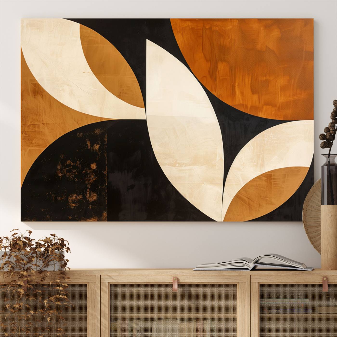21251-MGV-CV-36X24-Geometric Abstract Wall Art Canvas Print, Mid Century Modern Wall Art Print