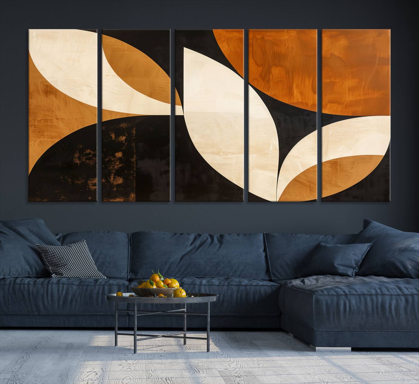 21251-MGV-CV-36X24-Geometric Abstract Wall Art Canvas Print, Mid Century Modern Wall Art Print