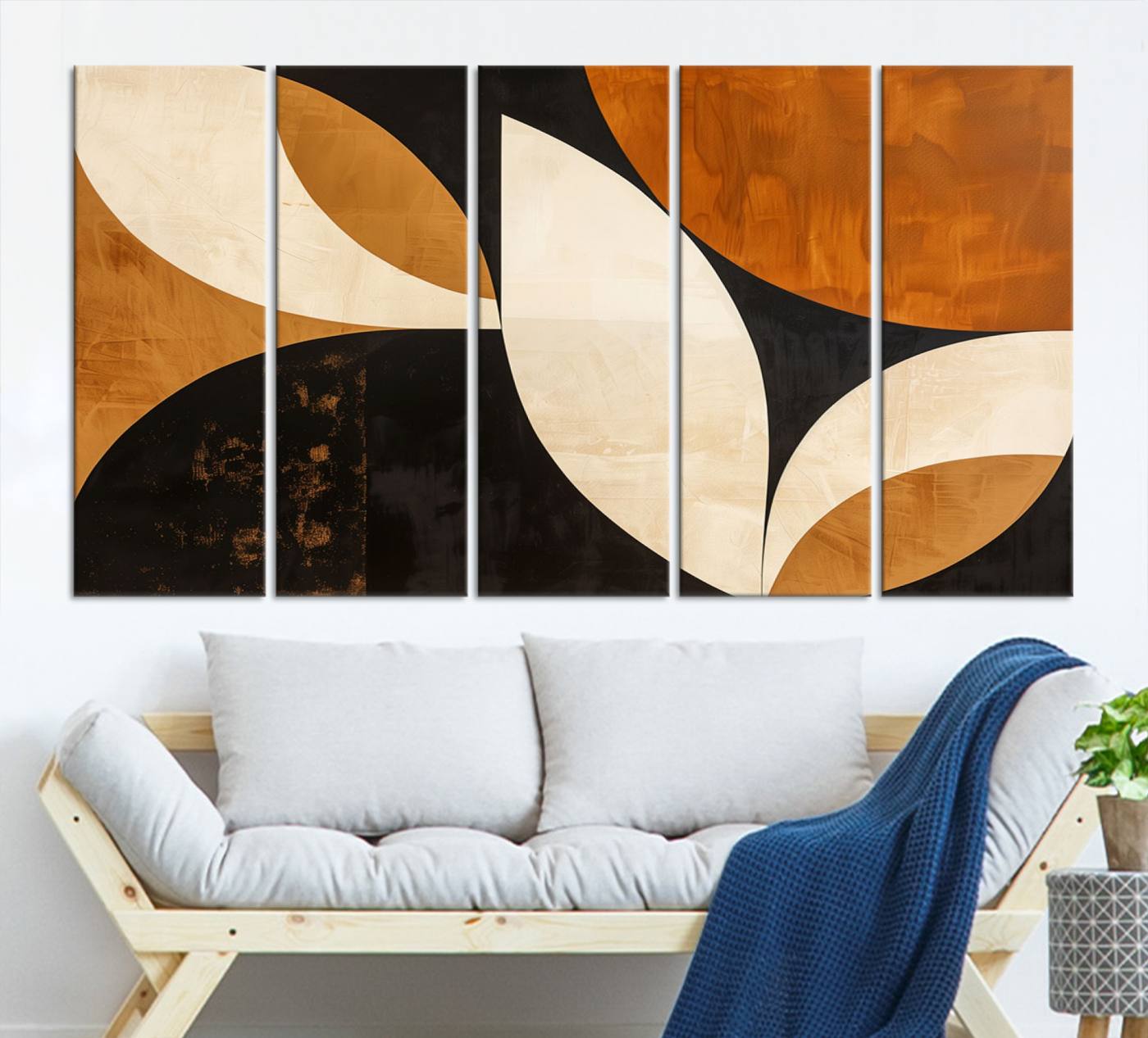 21251-MGV-CV-36X24-Geometric Abstract Wall Art Canvas Print, Mid Century Modern Wall Art Print