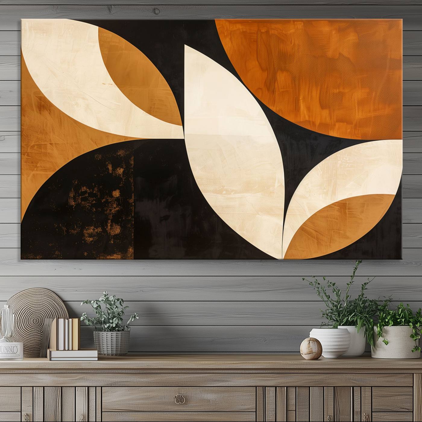 21251-MGV-CV-36X24-Geometric Abstract Wall Art Canvas Print, Mid Century Modern Wall Art Print