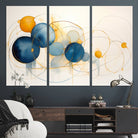 36188-MGV-CV-48X32-3P-Geometric Blue Orange Abstract Wall Art Canvas, Geometric Blue Orange Canvas Print