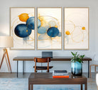 36188-MGV-FC-48X32-3P_Natural-Geometric Blue Orange Abstract Wall Art Canvas, Geometric Blue Orange Canvas Print