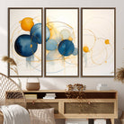 36188-MGV-FC-48X32-3P_Walnut-Geometric Blue Orange Abstract Wall Art Canvas, Geometric Blue Orange Canvas Print