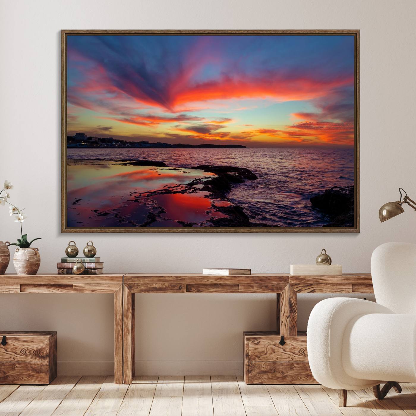 70627-MGV-FC-36X24_Walnut-Glorious Sunset on The Beach Wall Art Canvas Print